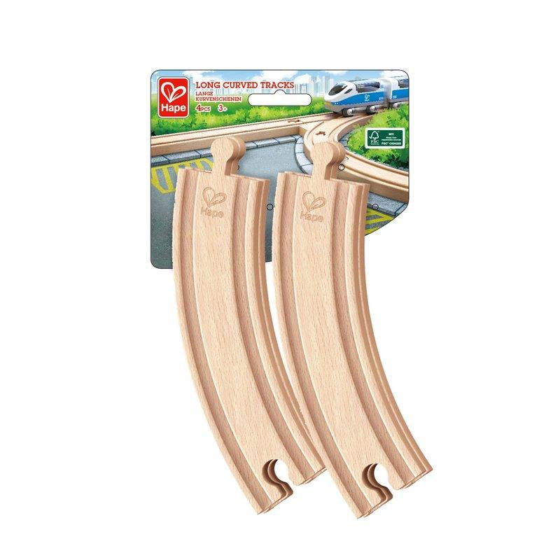 Acheter 4 grands rails courbés en bois pour compléter son circuit de train-  Hape
