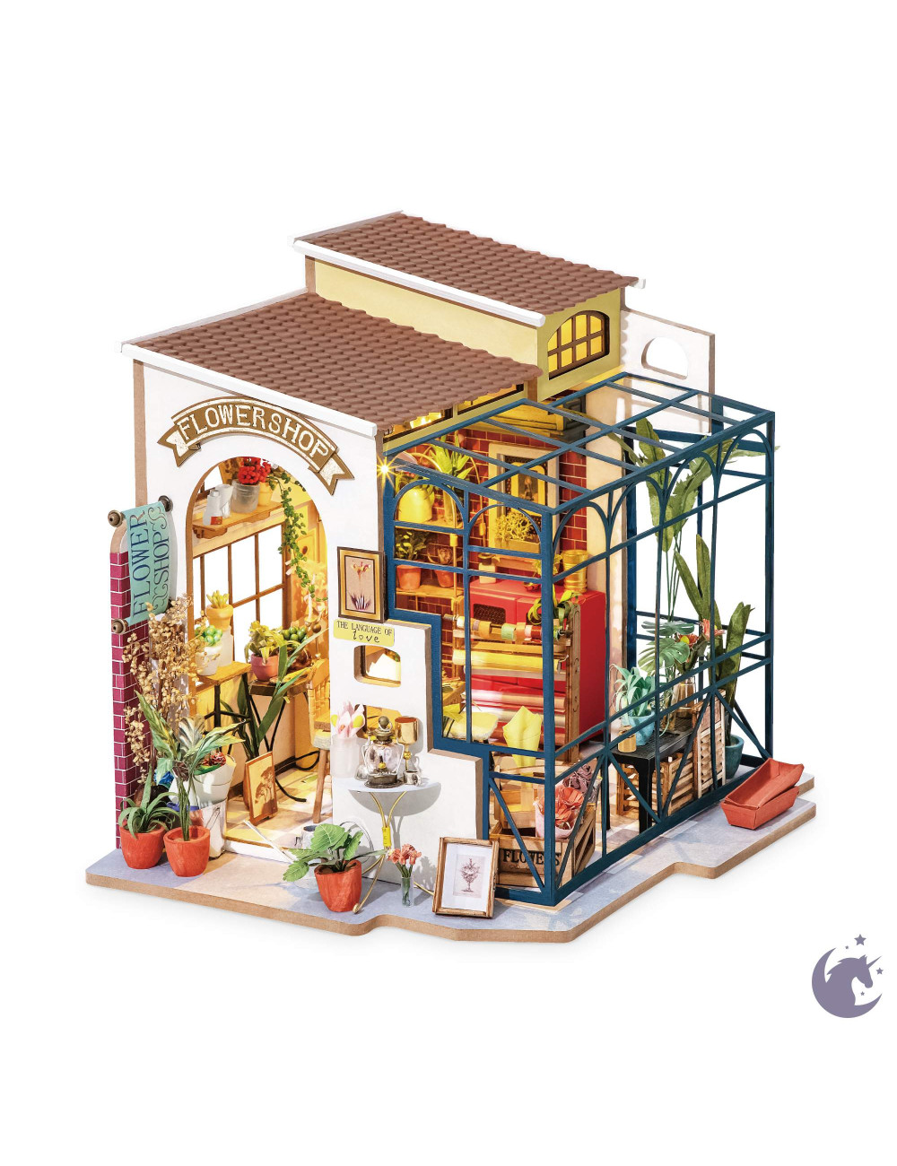Puzzle 3D Maquette en Bois Maison Miniature (Boutique de Fleurs d'Emil