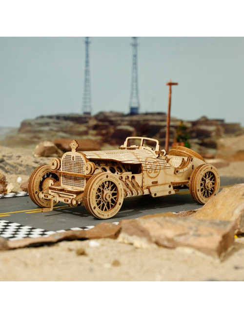 Voiture Jeep Willy en carton brun à construire 22cm Maquette